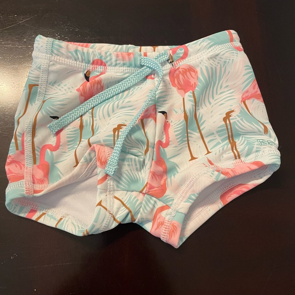 Rugged Butts Flamingo Print Swim Shorts